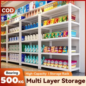 MOOM 5/6/7 Layers rak besi bertingkat 90/100/120CM rak serbaguna bertingkat Freely Adjustable Height Quick Installation